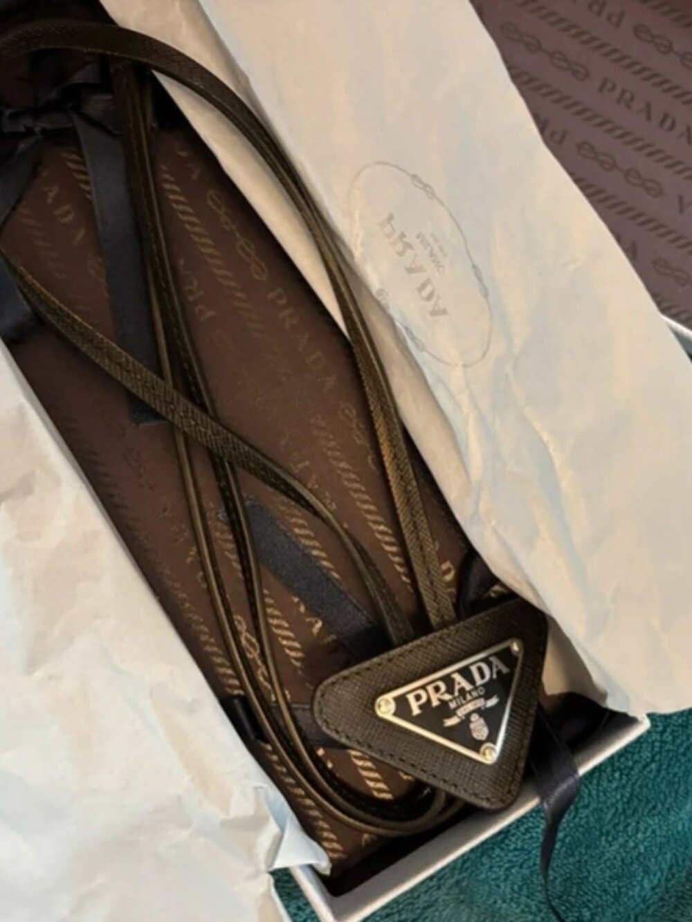 Prada Triangle Logo Satin Bolo Tie
